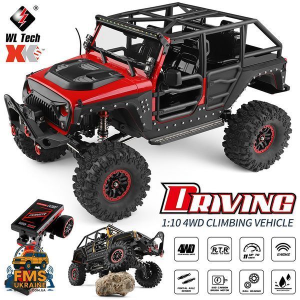 Машинка на радіокеруванні WLtoys 104026 Jeep Rubicon 1:10 4WD RTR червоний 104026 red фото