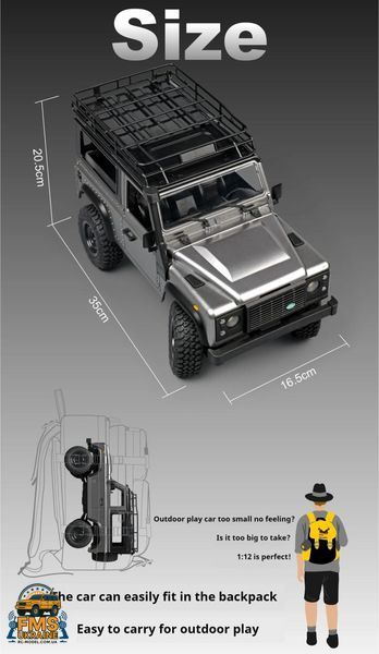 Машинка на радіокеруванні MN99S LAND ROVER DEFENDER 90 1:12 PRO версія  MN99S фото