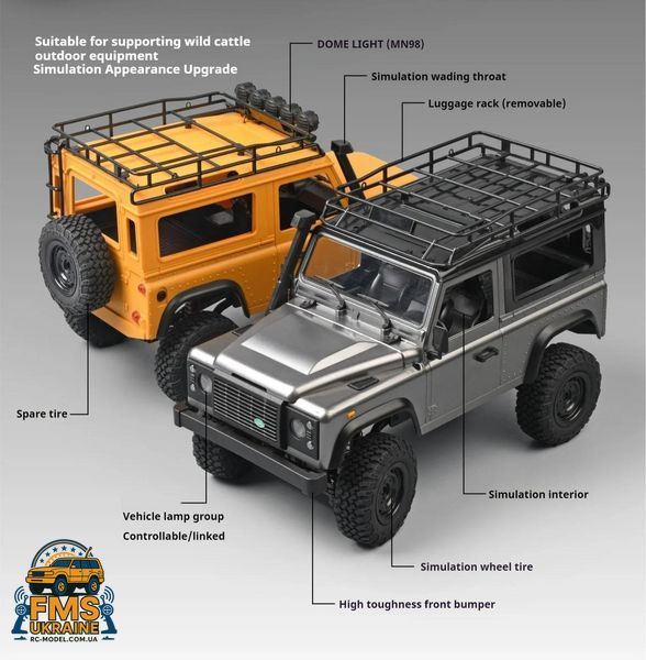 Машинка на радіокеруванні MN99S LAND ROVER DEFENDER 90 1:12 PRO версія  MN99S фото
