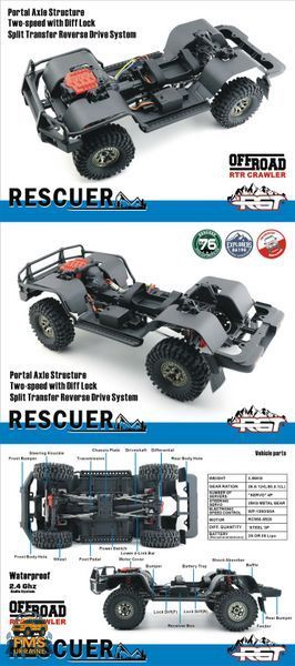 Машинка на радіокеруванні RGT RESCUER 1:10 Toyota Land Cruiser 76 RC Rock Crawler RTR сірий EX86190G фото