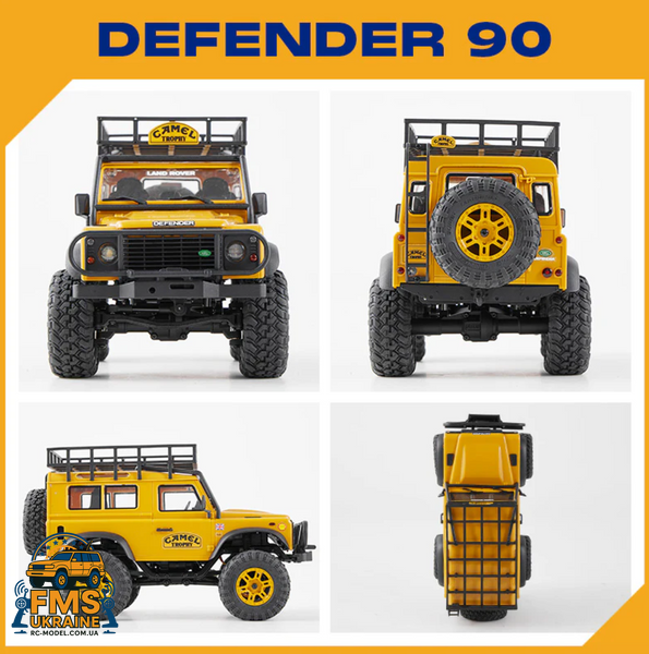 Машинка на радіокеруванні FMS 1:24 FCX24M Land Rover DEFENDER 90 Camel Trophy Edition RTR  FMS12491RTRYL фото