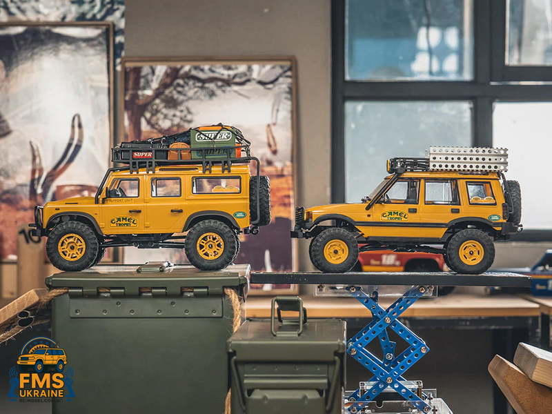 Машинка на радіокеруванні FMS 1:24 FCX24M Land Rover DEFENDER 90 Camel Trophy Edition RTR  FMS12491RTRYL фото