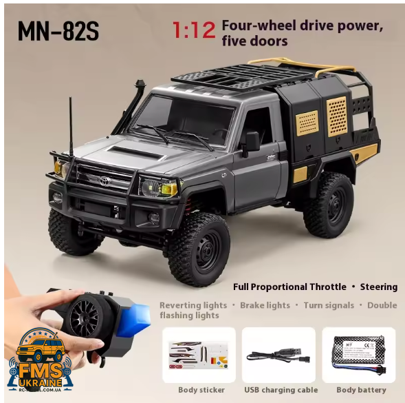 Машинка на радіокеруванні MN82 Toyota LC79 1:12 PRO версія сірий колір MN82-G фото